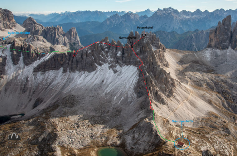 Topo Paternkofel Innerkofler - relazione Monte Paterno - Alpinschule Drei Zinnen Dolomiten