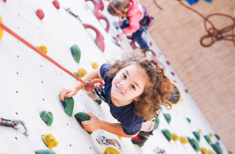 indoor climbing kids on the rock