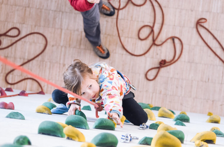 indoor climbing kids on the rock